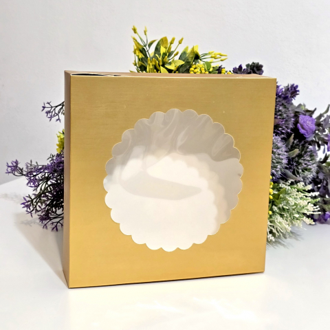 Cutie din carton aurie cu fereastra 20cm x 20cm x 5cm [1]