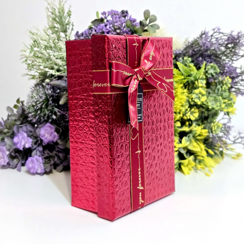 Cutie din carton rosu cu funda 23cm x 16cm x 10cm [3]