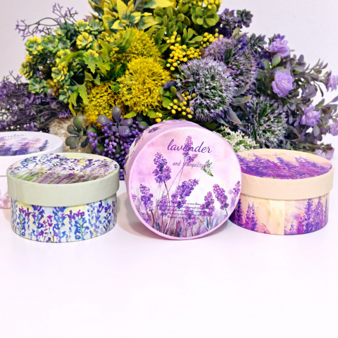 Cutie din carton rotunda model lavanda 10cm x 5cm [1]