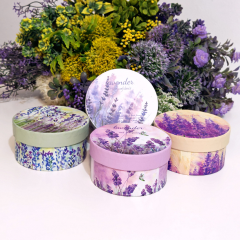 Cutie din carton rotunda model lavanda 10cm x 5cm [2]