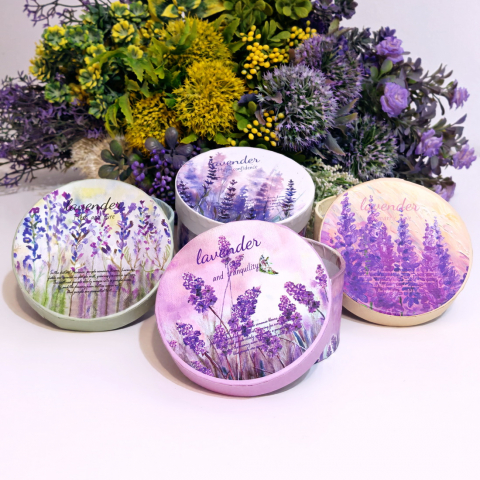 Cutie din carton rotunda model lavanda 10cm x 5cm [5]