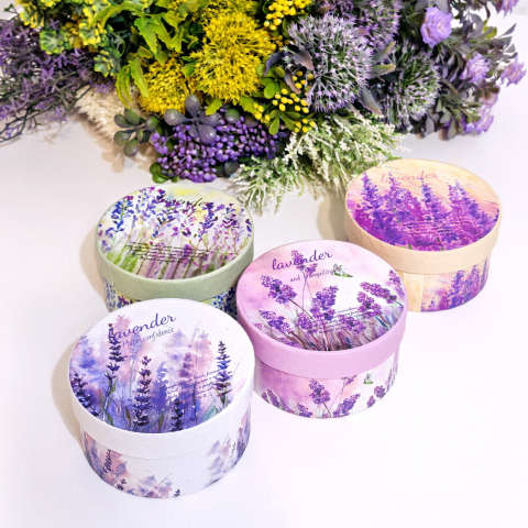 Cutie din carton rotunda model lavanda 10cm x 5cm [3]