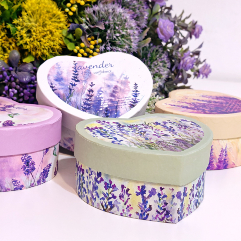Cutie din carton inima model lavanda 11cm x 9cm x 5cm [3]