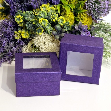 Cutie din carton mov inchis cu fereastra 8.5cm x 8.5cm x 6cm [2]