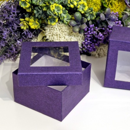 Cutie din carton mov inchis cu fereastra 8.5cm x 8.5cm x 6cm [4]