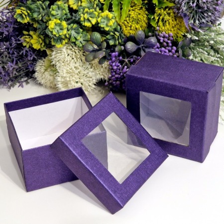 Cutie din carton mov inchis cu fereastra 8.5cm x 8.5cm x 6cm [6]