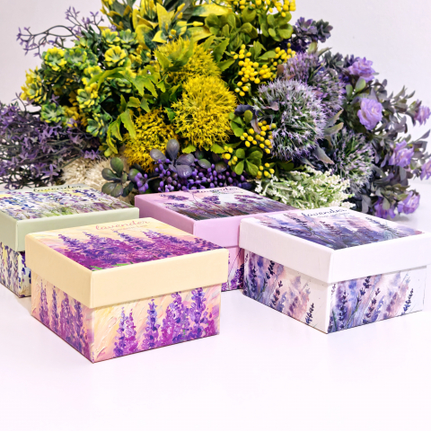 Cutie din carton dreptunghiulara model lavanda 9cm x 9cm x 5cm [6]