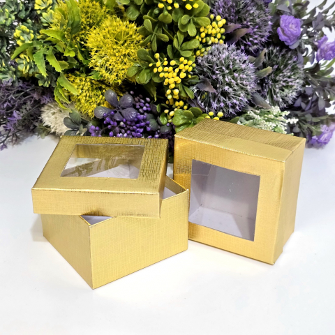 Cutie din carton auriu cu fereastra 8.5cm x 8.5cm x 6cm [6]