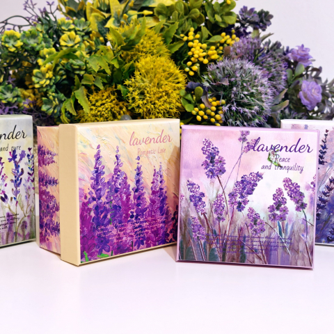 Cutie din carton dreptunghiulara model lavanda 9cm x 9cm x 5cm [2]
