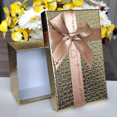 Cutie din carton auriu cu funda 21cm x 14cm x 8cm [1]