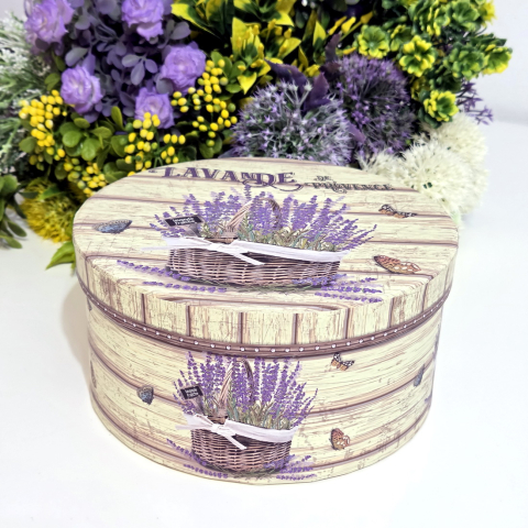 Cutie din carton rotunda model lavanda 19.5cm x 10cm