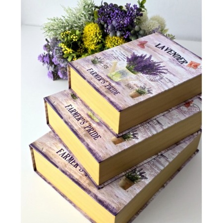 Cutie din carton tip carte model lavanda 25cm x 18,5cm x 7cm [8]