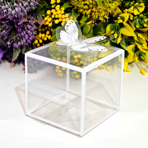Cutii pentru cadouri - Cutie din plastic transparent 9cm x 9cm x 10cm