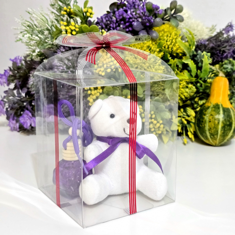 Cutie dreptunghiulara din plastic cu banda rosie 10cm x 10cm x 12 cm [2]