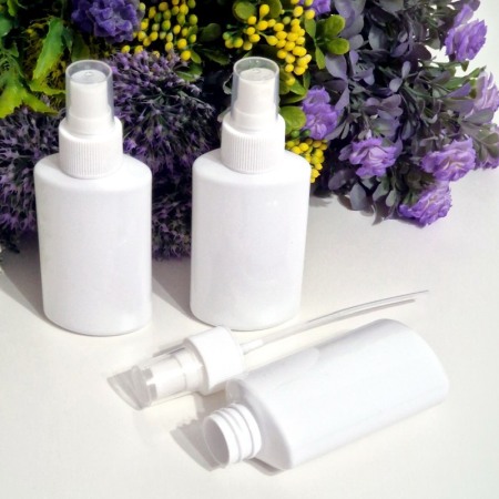 Flacoane albe plate 100 ml cu pulverizator alb tip spray [3]