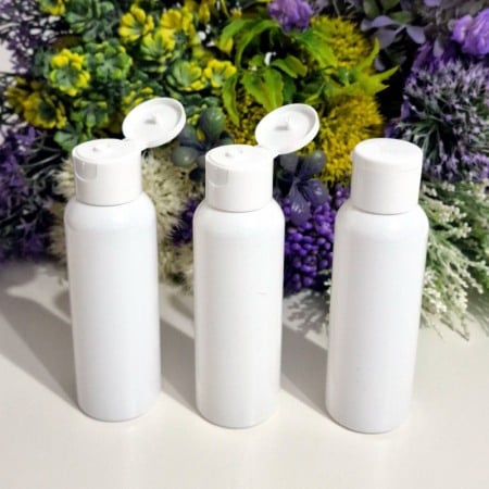 Flacoane albe rotunde 100 ml cu capac alb flip-top [6]