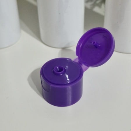 Flacoane albe rotunde 100 ml cu capac mov flip-top [4]