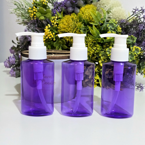 Flacoane cu pompa dozatoare - Flacon mov plat 100 ml cu pompa dozatoare