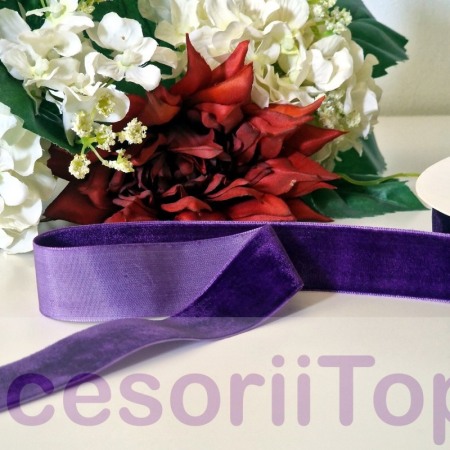 Panglici decorative - Panglica din  catifea mov