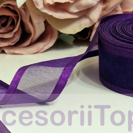 Panglica organza mov cu bordura [2]