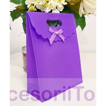 Punga plastifiata mov cu inchidere si maner 26cm x 19,5cm [2]