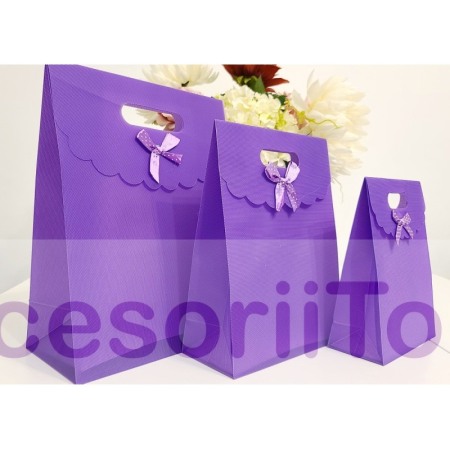 Pungi pentru cadouri - Punga plastifiata mov cu inchidere si maner 26cm x 19,5cm