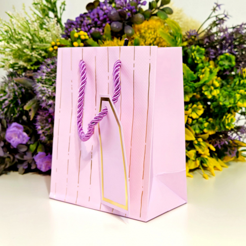 Pungi din carton mov cu eticheta 15cm x 12cm [3]