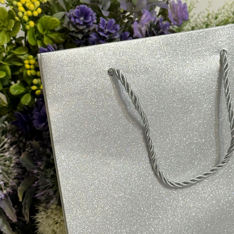 Pungi din carton argintiu cu sclipici 24cm x 18cm [4]