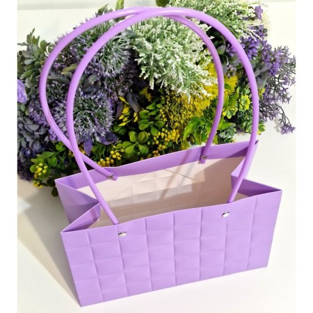 Pungi din carton plastifiat mov cu manere din plastic 22cm x 13,5cm [3]