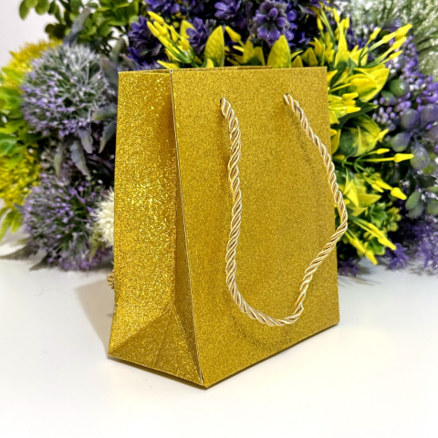 Acasa - Pungi din carton auriu cu sclipici 14cm x 12cm