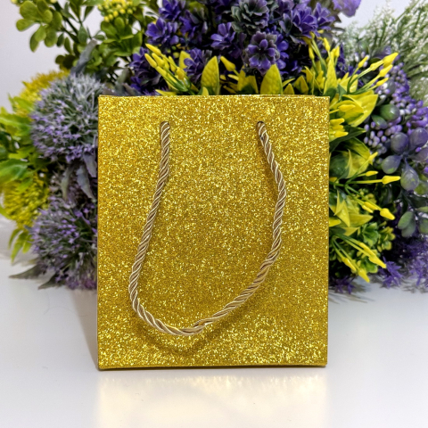 Pungi din carton auriu cu sclipici 14cm x 12cm [1]
