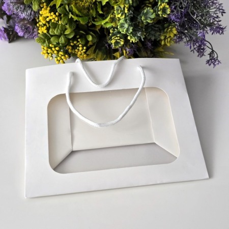 Pungi din hartie cartonata alba cu fereastra 23cm x 19cm x 12cm [5]