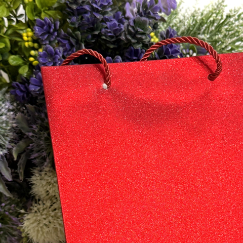 Pungi din carton rosu cu sclipici 24cm x 18cm [5]