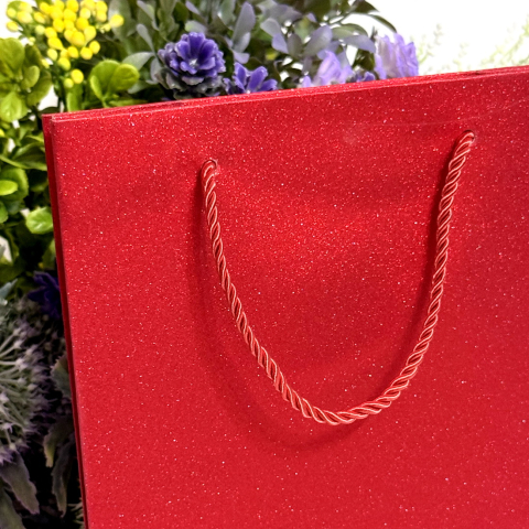 Pungi din carton rosu cu sclipici 24cm x 18cm [6]
