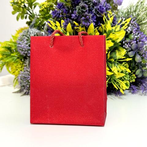 Pungi din carton rosu cu sclipici 14cm x 12cm [1]