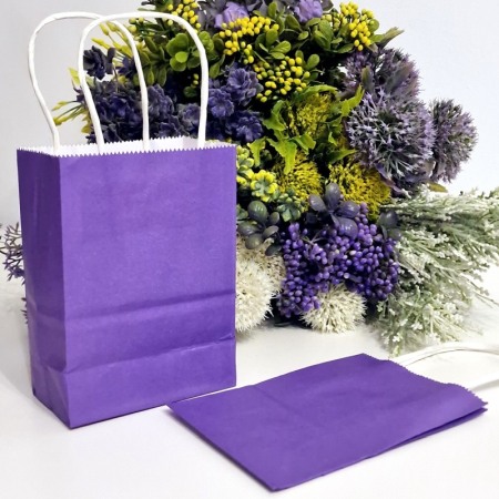 Noutăți - Pungi din hartie mov inchis pentru cadouri 15cm x 11cm