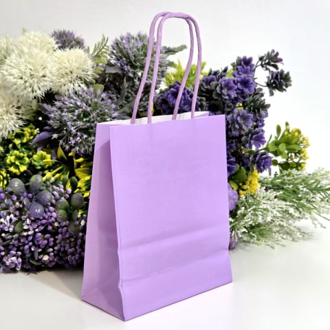 Pungi din carton si hartie - Pungi din hartie mov pentru cadouri 15cm x 12cm