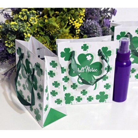 Pungi din hartie plastifiata cu trifoi Mult Noroc 14.5cm x 12cm [6]