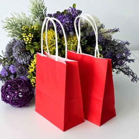 Pungi din hartie rosie pentru cadouri 15cm x 12cm [5]