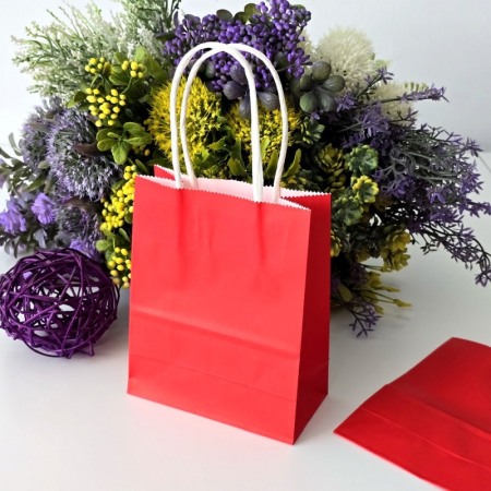 Pungi din hartie rosie pentru cadouri 15cm x 12cm [2]
