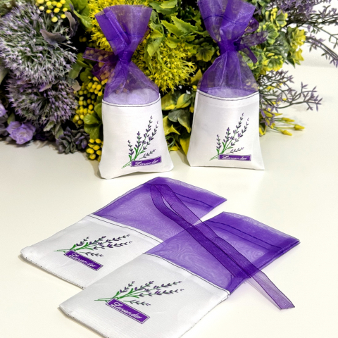 Saculeti din organza mov cu panza alba 16.5cm x 7cm [4]