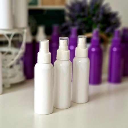 Set 100 flacoane albe 100 ml cu pulverizator alb tip spray [2]
