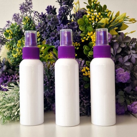 Set 100 flacoane albe 100 ml cu pulverizator mov tip spray [1]