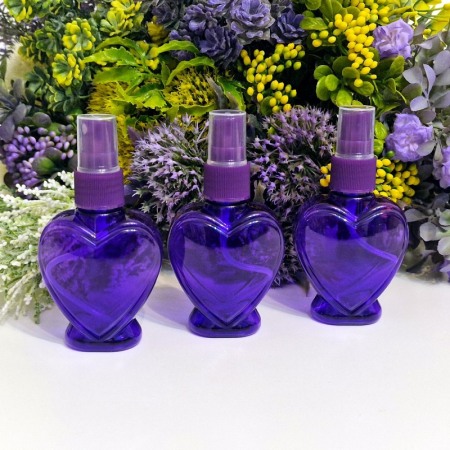 Set 100 flacoane mov 60 ml forma inima cu pulverizator mov tip spray [3]