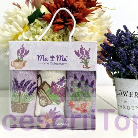 Accesorii diverse - Set 3 prosoape model lavanda 50cm x 30cm