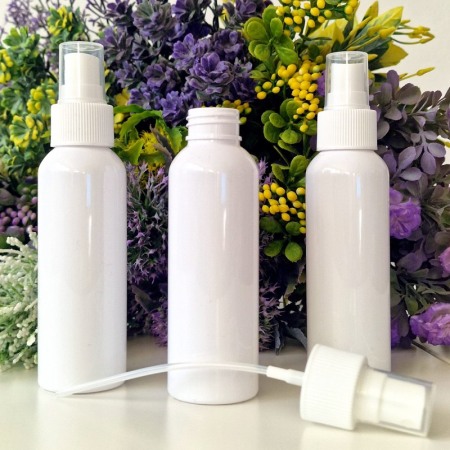 Set 50 flacoane albe 100 ml cu pulverizator alb tip spray [2]