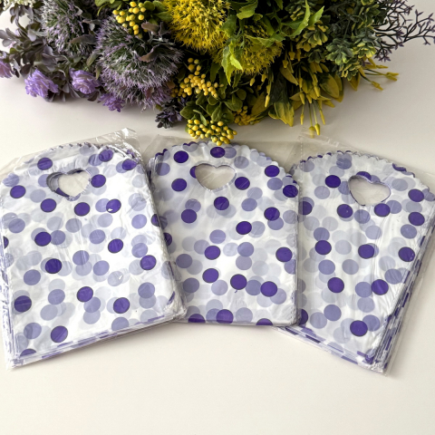 Set 50 pungi din plastic cu buline mov 20cm x 13cm [2]