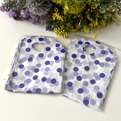 Set 50 pungi din plastic cu buline mov 20cm x 13cm [1]