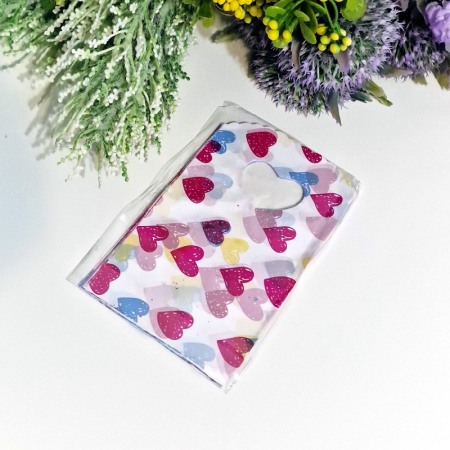 Set 50 pungi din plastic cu inimi multicolore 15cm x 9cm