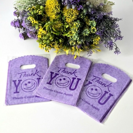 Set 50 pungi din plastic mov Thank-You 15cm x 9cm [2]